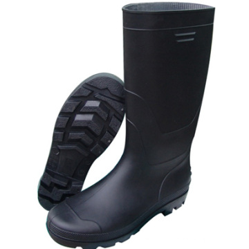 Botas de PVC de cano alto pretas da moda (66713)